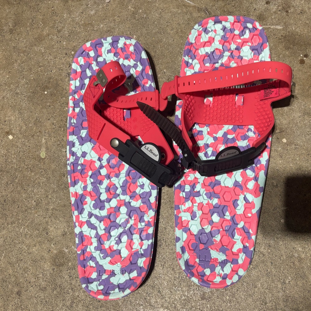 LL bean Colorful Snow shoes fun trax with Red Straps for kids